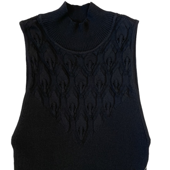 BAR III Pointelle Mock-Neck Sleeveless Sweater in Black NWT - Size Medium - Picture 3 of 4